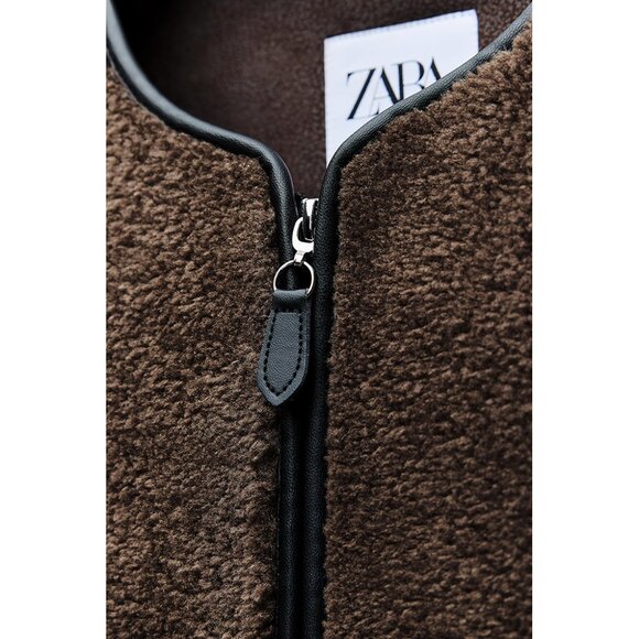 NEW ZARA jacket with faux shearling 8372 size S - Picture 3 of 4